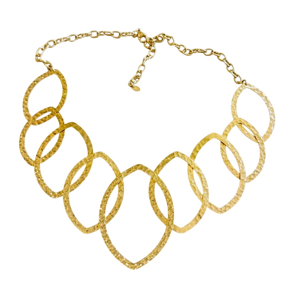 Dyadema Bronze‎ Italy Hammered Collar Necklace Gold Chunky Statement Massive 17"